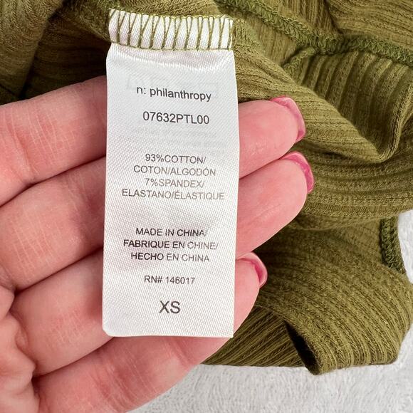 n: Philanthropy Langley Bodysuit Olive Green Ribbed Thong Chic Indie SZ XS NWT - Picture 11 of 15